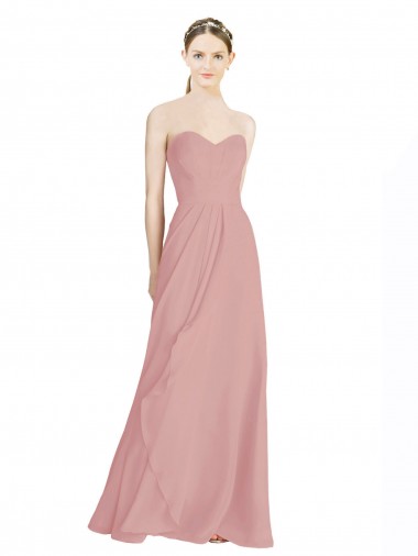 Soft Chiffon Sweetheart Low Back A-Line Dusty Pink Bridesmaid Dress / Formal Dress Manchester