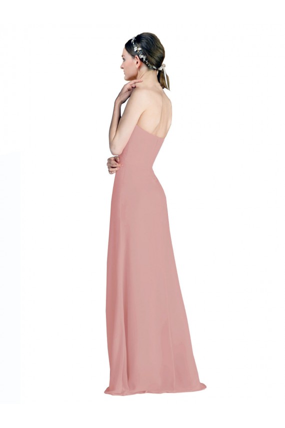 Soft Chiffon Sweetheart Low Back A-Line Dusty Pink Bridesmaid Dress / Formal Dress Manchester