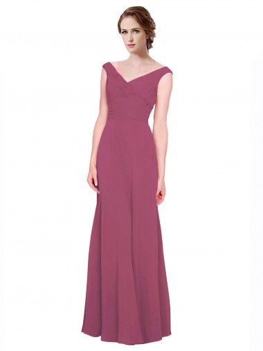 Soft Chiffon V-Neck A-Line Mauve Taupe Bridesmaid Dress Manchester