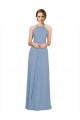 Chiffon High Neck Open Back A-Line Dusty Blue Bridesmaid Dress / Evening Dress Manchester