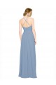 Chiffon High Neck Open Back A-Line Dusty Blue Bridesmaid Dress / Evening Dress Manchester
