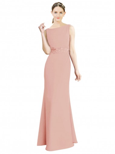 Soft Chiffon High Neck Mermaid Bliss Pink Bridesmaid Dress Manchester