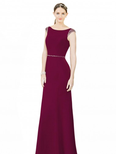 Soft Chiffon High Neck Low Back A-Line Burgundy Bridesmaid Dress Manchester