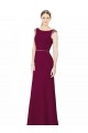Soft Chiffon High Neck Low Back A-Line Burgundy Bridesmaid Dress Manchester