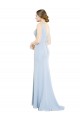 Soft Chiffon High Neck Low Back A-Line Light Sky Blue Bridesmaid Dress Manchester