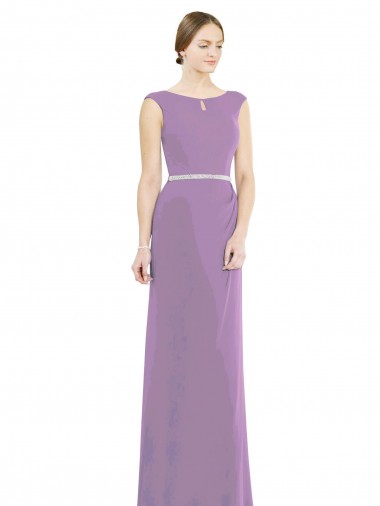 Soft Chiffon High Neck Low Back A-Line Dark Lavender Formal Dress / Bridesmaid Dress Manchester