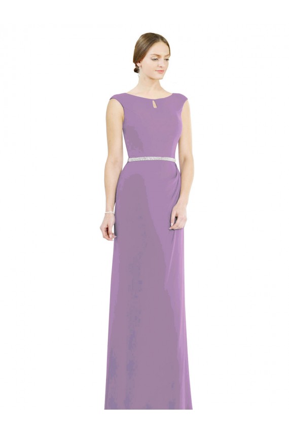 Soft Chiffon High Neck Low Back A-Line Dark Lavender Formal Dress / Bridesmaid Dress Manchester