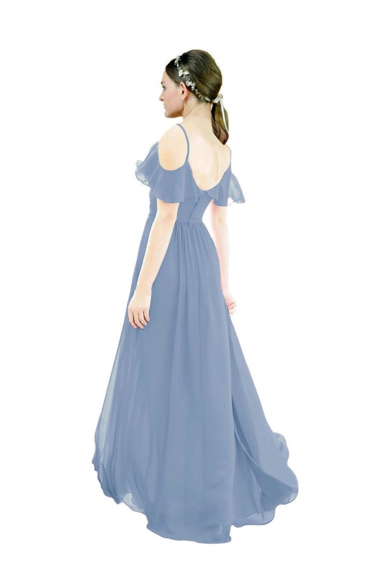 Lxue Chiffon V-Neck A-Line Dusty Blue Bridesmaid Dress Manchester