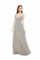 Soft Chiffon V-Neck Open Back A-Line Silver Bridesmaid Dress Manchester