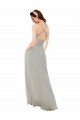 Soft Chiffon V-Neck Open Back A-Line Silver Bridesmaid Dress Manchester