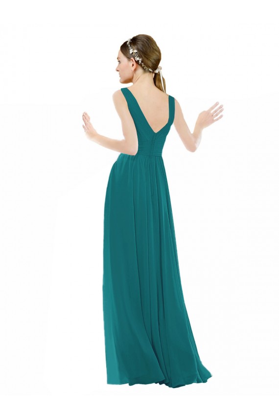 Chiffon V-Neck A-Line Hunter Bridesmaid Gowns Manchester