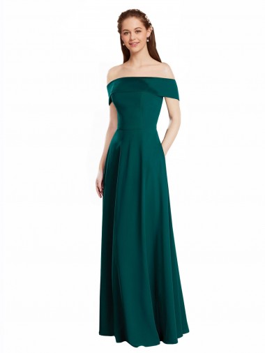 Soft Chiffon Off the Shoulder A-Line Hunter Bridesmaid Dress Manchester