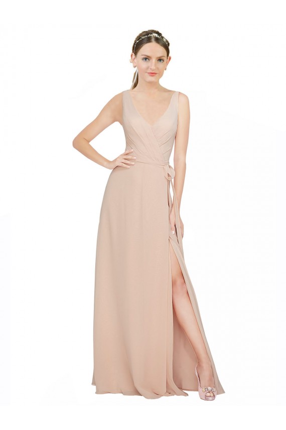 Luxe Chiffon V-Neck A-Line Pink Bridesmaid Dress / Evening Dress Manchester