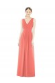 Soft Chiffon V-Neck V-Back A-Line Coral Bridesmaid Dress Manchester