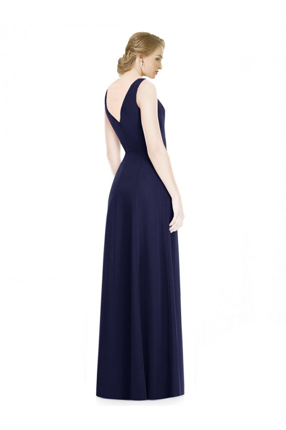 Soft Chiffon Cowl Neck V-Back A-Line Dark Navy Bridesmaid Dress Manchester
