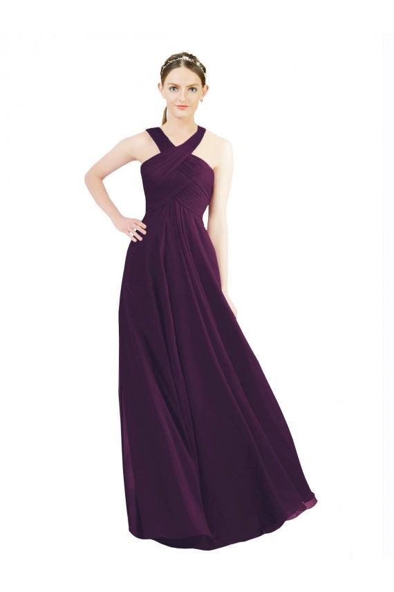 Soft Chiffon Halter Neck A-Line Grape Bridesmaid Dress Manchester