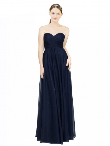 Chiffon Strapless Low Back A-Line Dark Navy Bridesmaid Dress / Evening Dress Manchester