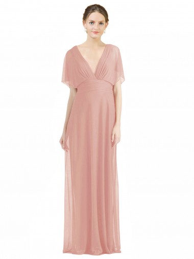 Soft Chiffon V-Neck V-Back A-Line Bliss Pink Bridesmaid Dress / Formal Dress Manchester