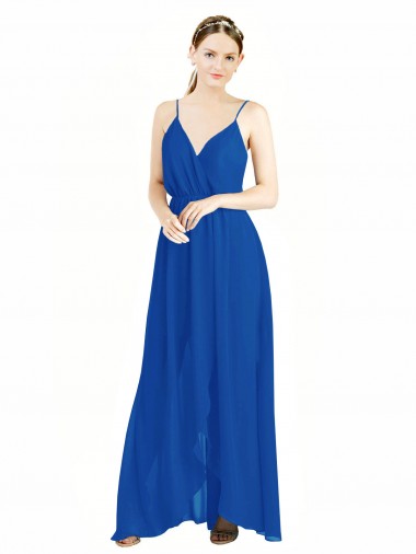 Luxe Chiffon V-Neck V-Back A-Line Royal Blue Bridesmaid Dress Manchester