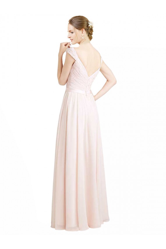 Soft Chiffon & Lace Sweetheart V-Back A-Line Cream Pink Bridesmaid Dress Manchester