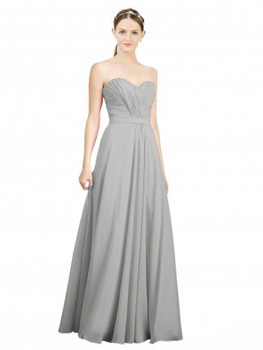 Soft Chiffon Sweetheart Low Back A-Line Silver Bridesmaid Dresses Manchester