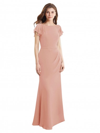 Soft Chiffon High Neck Low Back Mermaid Bliss Pink Prom Dress / Bridesmaid Dress Manchester