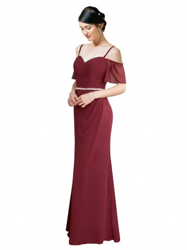 Soft Chiffon Sweetheart Low Back A-Line Burgundy Bridesmaid Dress Manchester
