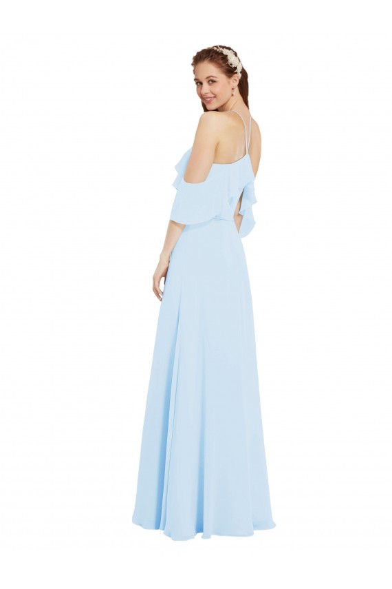 Soft Chiffon Halter Neck A-Line Light Sky Blue Formal Dress / Bridesmaid Dress Manchester
