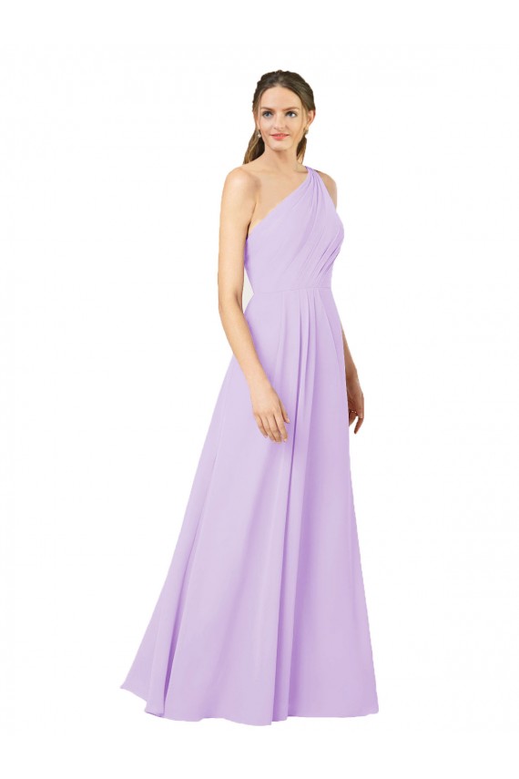 Soft Chiffon One Shoulder Sheath Lilac Formal Evening Gown / Bridesmaid Dress Manchester