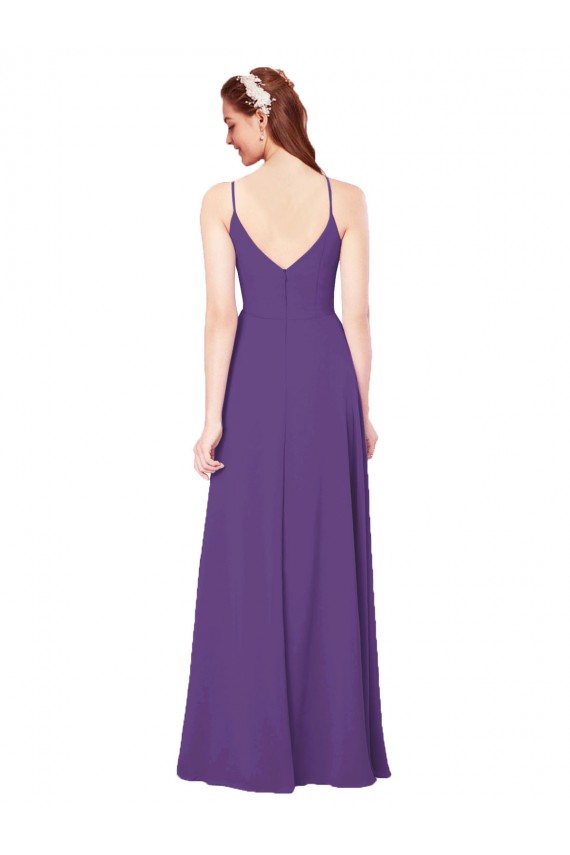 Soft Chiffon High Neck Sheath Plum Purple Bridesmaid Dress Manchester