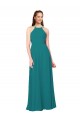 Soft Chiffon High Neck Open Back Sheath Hunter Bridesmaid Dress Manchester