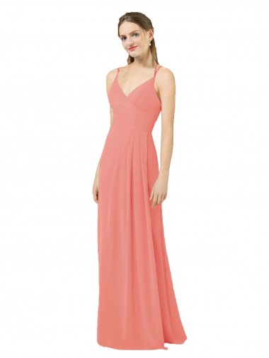 Soft Chiffon V-Neck Keyhole Back Sheath Desert Rose Bridesmaid Dress Manchester