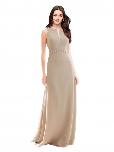 Soft Chiffon High Neck A-Line Champagne Bridesmaid Dress Manchester