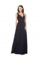Soft Chiffon & Lace V-Neck Keyhole Back A-Line Dark Navy Bridesmaid Dress Manchester