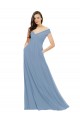 Chiffon Off the Shoulder A-Line Dusty Blue Bridesmaid Dress / Evening Gowns Manchester