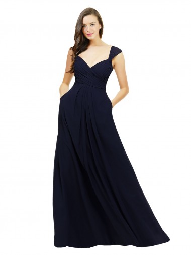 Chiffon Sweetheart A-Line Dark Navy Bridesmaid Gowns Manchester