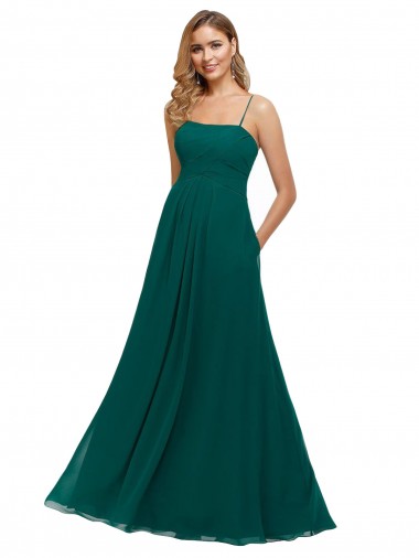 Soft Chiffon Square Neck Low Back A-Line Hunter Bridesmaid Dress Manchester