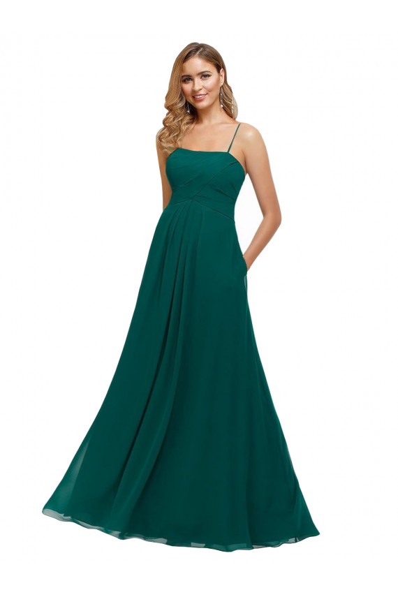 Soft Chiffon Square Neck Low Back A-Line Hunter Bridesmaid Dress Manchester