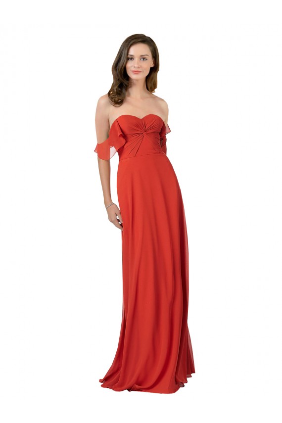 Soft Chiffon Strapless V-Back A-Line Red Bridesmaid Dress Manchester