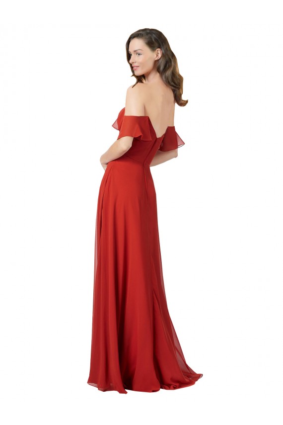 Soft Chiffon Strapless V-Back A-Line Red Bridesmaid Dress Manchester