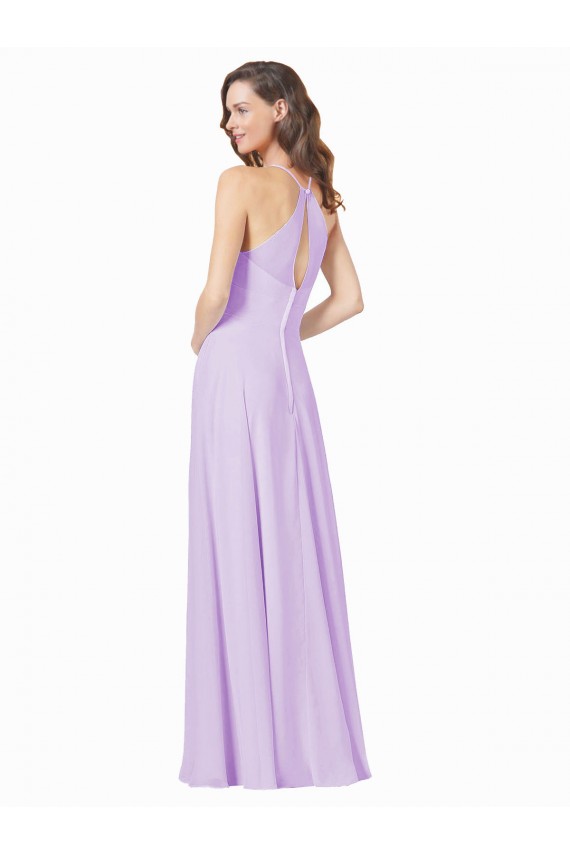 Soft Chiffon Square Neck A-Line Lilac Bridesmaid Gown Manchester