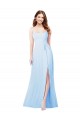 Soft Chiffon Square Neck Sheath Light Sky Blue Bridesmaid Dress Manchester