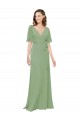 Soft Chiffon V-Neck A-Line Seagrass Bridesmaid Dress Manchester