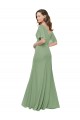 Soft Chiffon V-Neck A-Line Seagrass Bridesmaid Dress Manchester