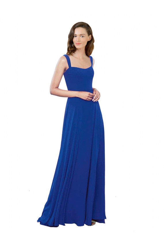Soft Chiffon Square Neck A-Line Royal Blue Bridesmaid Dress Manchester