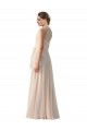 Soft Chiffon High Neck A-Line Cream Pink Bridesmaid Dress Manchester