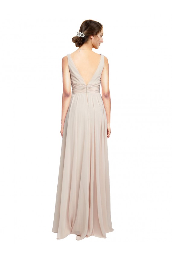 Soft Chiffon V-Neck A-Line Cream Pink Formal Dress / Bridesmaid Dress Manchester