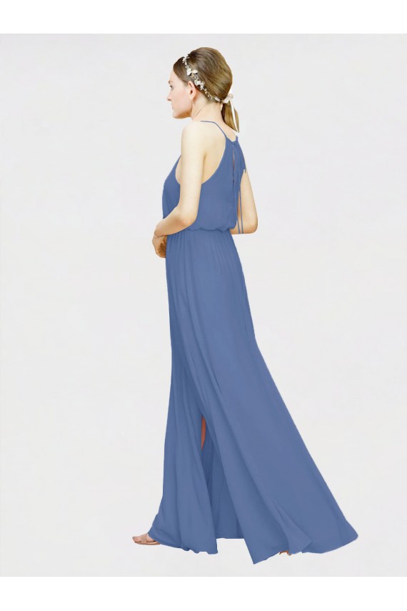 Chiffon Halter Neck A-Line Dark Navy Formal Dress / Bridesmaid Dress Manchester