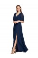 Soft Chiffon V-Neck A-Line Dark Navy Bridesmaid Dress / Formal Dress Manchester