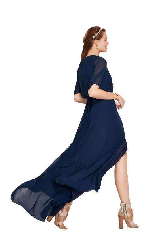 Soft Chiffon V-Neck A-Line Dark Navy Bridesmaid Dress / Formal Dress Manchester
